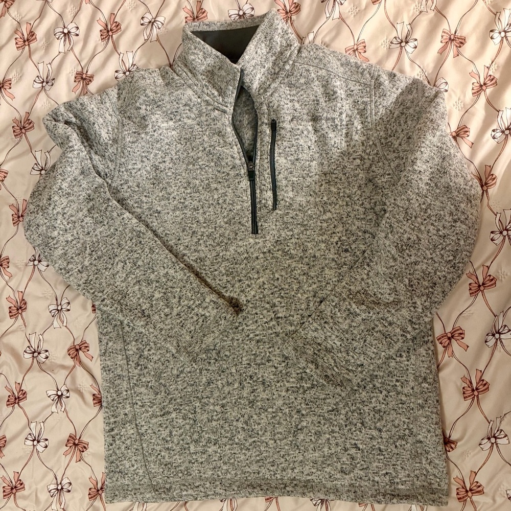 Eddie Bauer Heather Gray Zip-Up Pullover Sweater